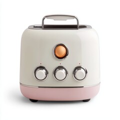 Retro Style Toaster in Soft Cream and Pink Color Scheme