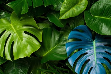 Lush greenery showcasing large tropical leaves, vibrant foliage, botanical backdrop