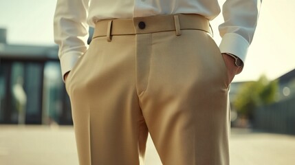 Beige Trousers: Men's Fashion Style, Modern Classic Fit