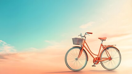 Obraz premium Orange Bicycle at Sunset: A Serene Summer Evening