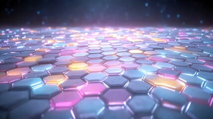 Fototapeta premium Glowing Hexagon Pattern Abstract Tech Background