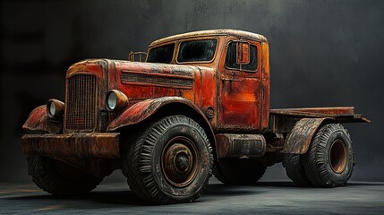 Rusty Vintage Truck: A Classic Heavy Vehicle Photography