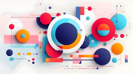 Obraz premium Eye-Catching Flat Design with Bold Geometric Circle and Capsule Elements in Vibrant Colors