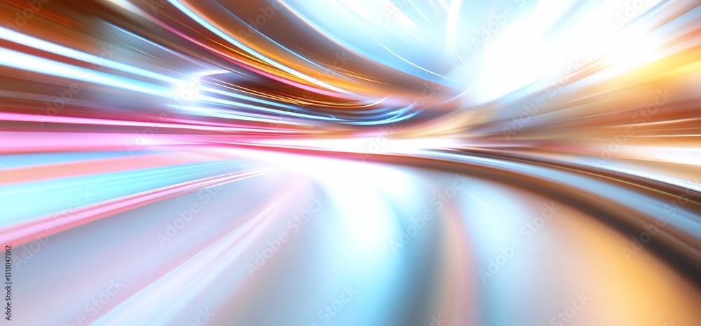Poster abstract speed lights motion blur in tunnel for technology background use