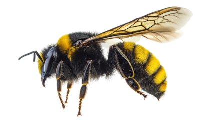 Set of bee flying isolated on transparent background.