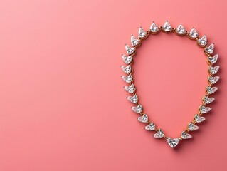 Obraz premium Heartshaped diamond necklace with seamless design, isolated on a pastel blush pink background, luxurious aesthetic