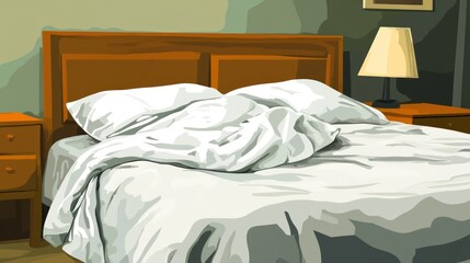 Messy Bed in a Warm Bedroom
