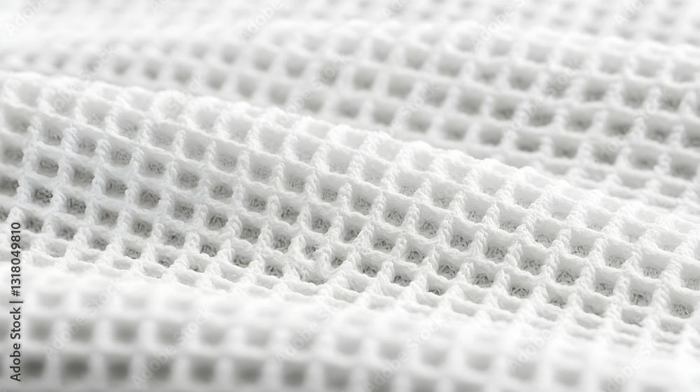 Poster close up of a textured white cellular mesh fabric with soft lighting and smooth surface detail showc