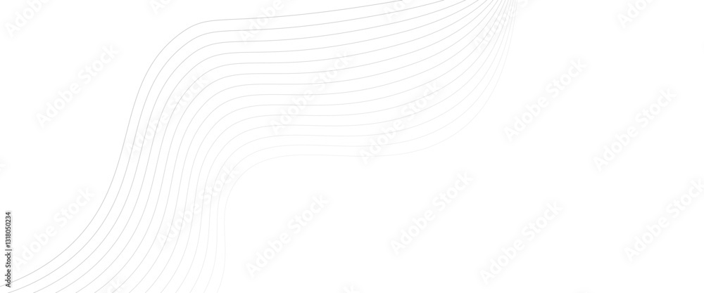 Poster Gray wave curve lines abstract background with flowing particles. Energy technology concept modern backdrop design for business, presentation, banner.