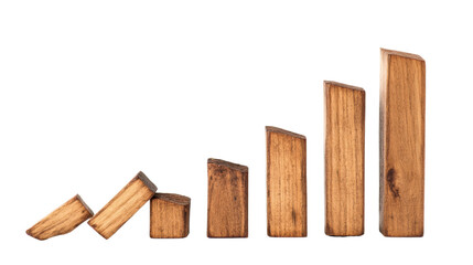 Building success incremental growth with wooden blocks studio educational visuals minimalistic environment eye-level view