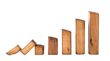 Building success incremental growth with wooden blocks studio educational visuals minimalistic environment eye-level view