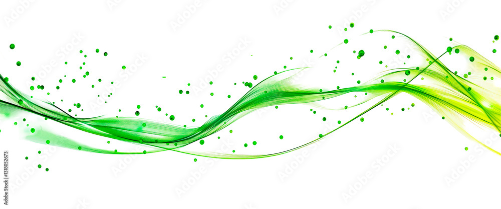 Poster abstract technology background with green network connections isolated on transparent background