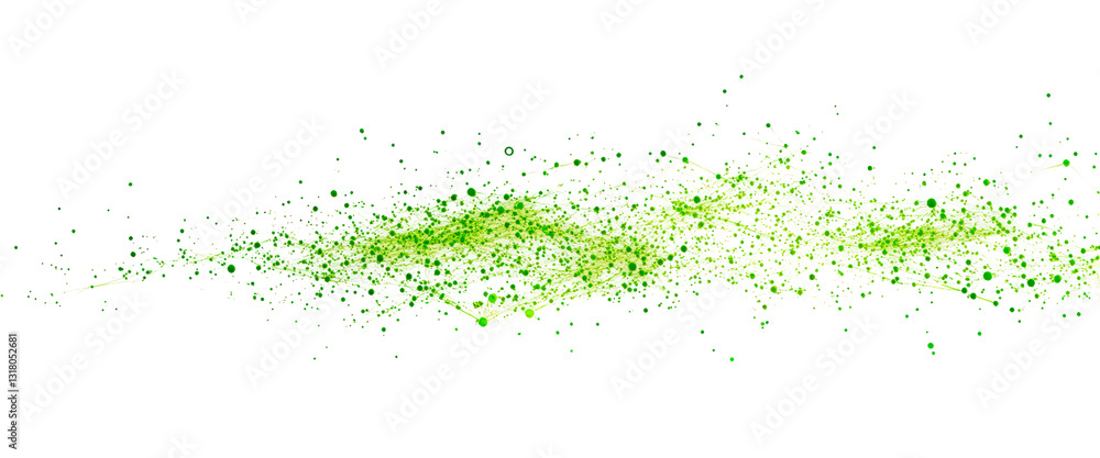 Poster abstract technology background with green network connections isolated on transparent background