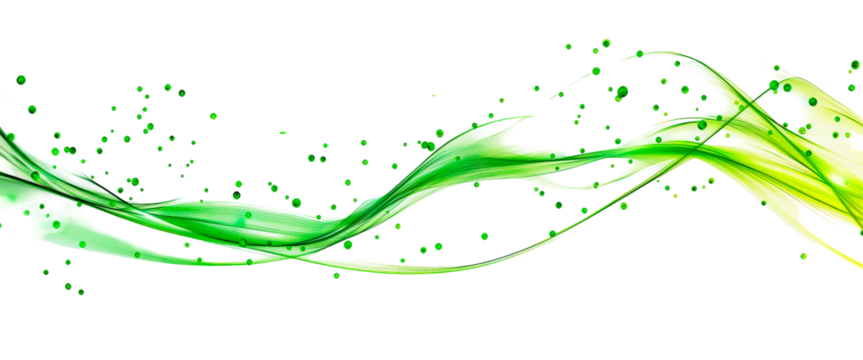Abstract technology background with green network connections isolated on transparent background