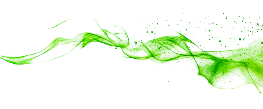 Abstract green connection network representing data flow isolated on transparent background