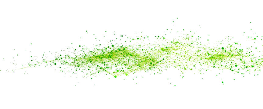 Abstract technology background with green network connections isolated on transparent background