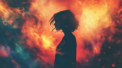 Fiery Passion: A Silhouette of Emotion