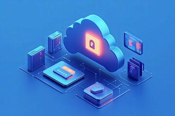 Cloud computing concept with data protection and information security