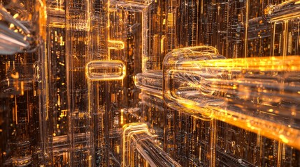 Fototapeta premium Modern Abstract Digital Art with AI and Bright Golden Lights
