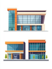 Modern business buildings illustrated