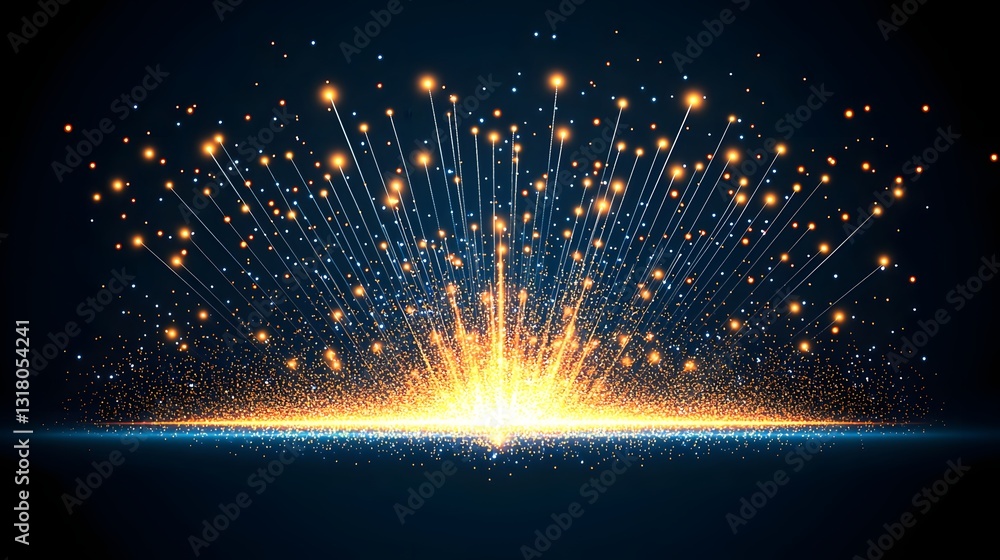 Wall mural dynamic explosive display of colorful sparkles and bright lights against a dark background
