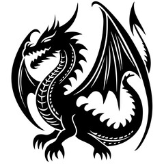 Chinese dragon silhouettes vector on white background.