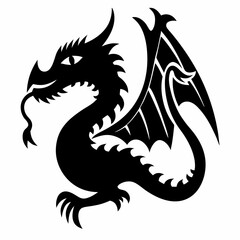 Chinese dragon silhouettes vector on white background.