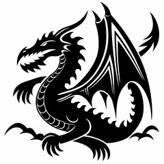 Chinese dragon silhouettes vector on white background.