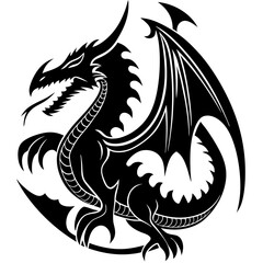 Obraz premium Chinese dragon silhouettes vector on white background.