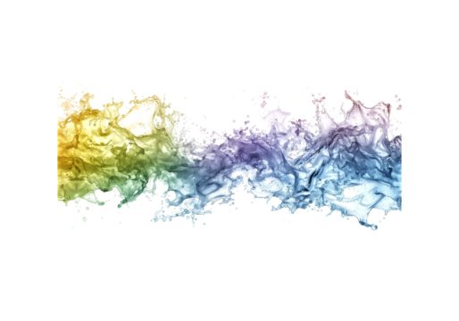 An abstract and colorful splash of water. The colors should be a
