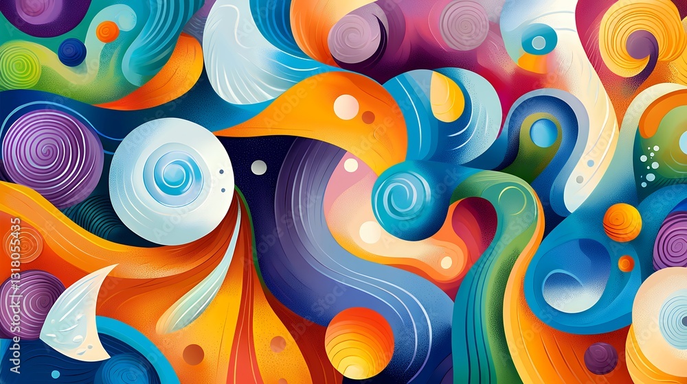 Aufkleber vibrant abstract background with swirling shapes and dynamic color palette
