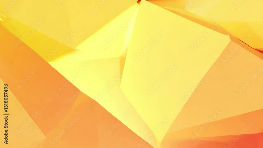 Poster bright abstract yellow and orange background with three-dimensional polygonal shapes for event anima