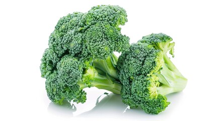 Fresh and vibrant broccoli is beautifully isolated on a transparent background, showcasing the natural texture and rich green color of this healthy vegetable. The clean and simple presentation highlig