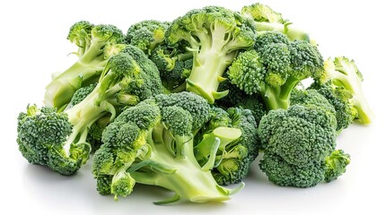 Fresh and vibrant broccoli is beautifully isolated on a transparent background, showcasing the natural texture and rich green color of this healthy vegetable. The clean and simple presentation highlig