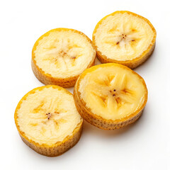 Slices of Fresh Banana Isolated on White Background for Food Photography and Culinary Purposes