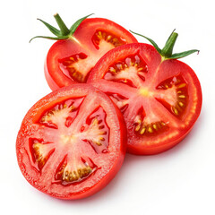 Fresh Tomato Slices Isolated on White Background for Culinary and Food Photography Use