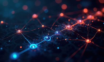 Obraz premium Global Network Connection, Digital Data Flow - Futuristic Technology