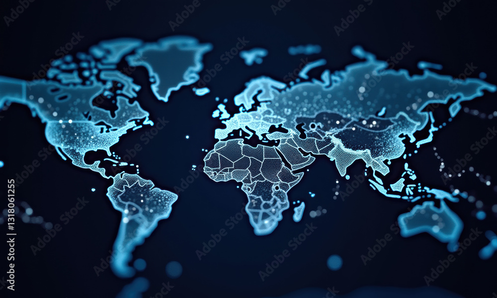 Poster global network connection world map - abstract backgrounds