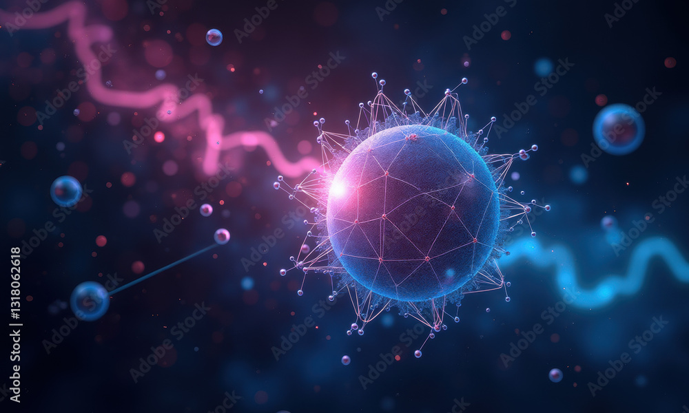 Poster glowing connected sphere abstract background - abstract backgrounds