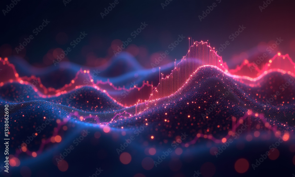 Poster glowing data wave stock chart abstract - abstract