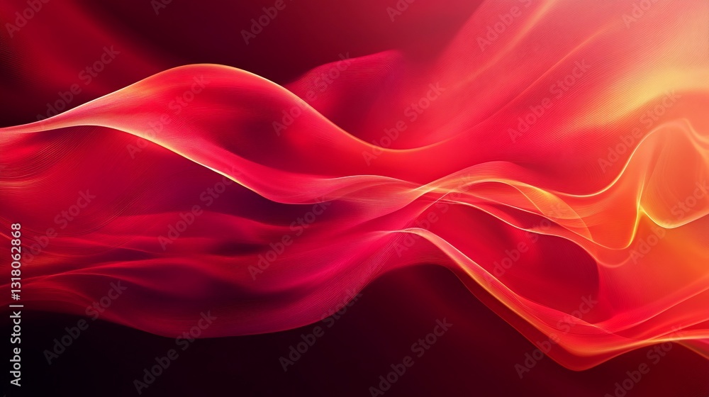 Poster abstract red and orange swirling wave design, dynamic flowing lines background image