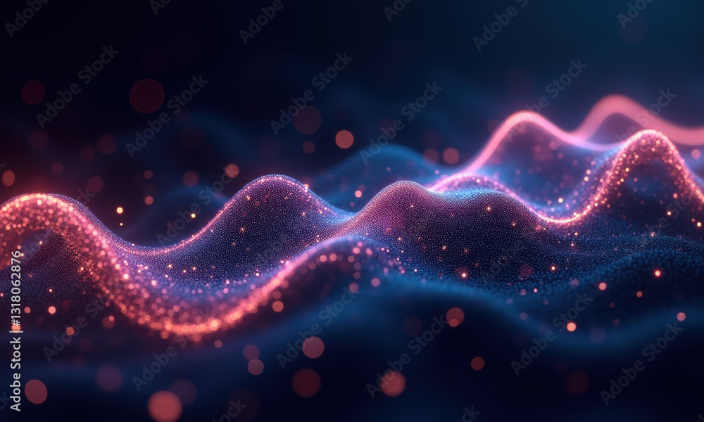 Poster glowing particle wave abstract background - futuristic