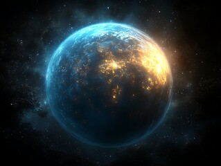 Obraz premium Glowing Earth for Space, Nightlights.