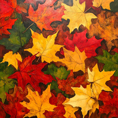 Autumn Leaves Background: Fall Foliage Textures isolated on transparent background