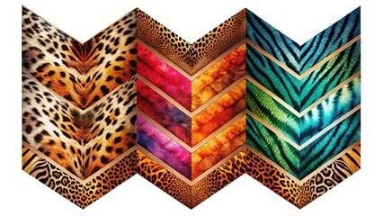 Fototapeta premium Chevron brick pattern, animal print, double-exposed art.