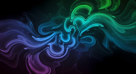 Obraz premium Blue green purple flowing glowing abstract background, cool background