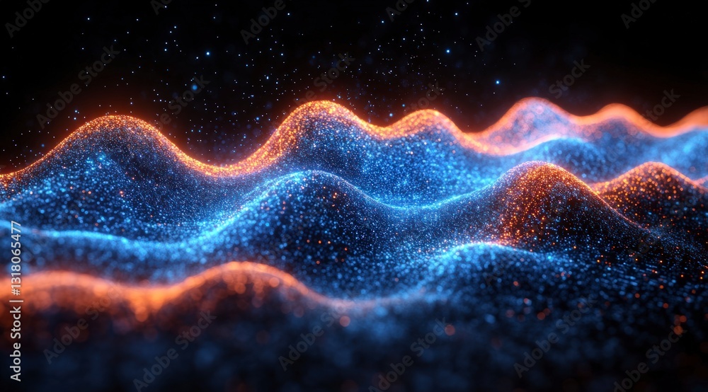 Poster glowing digital waves abstract tech background network connectivity futuristic data flo