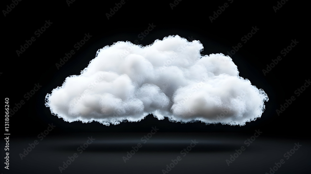 Poster a single white pixelated cloud floats against a dark background with subtle shadow
