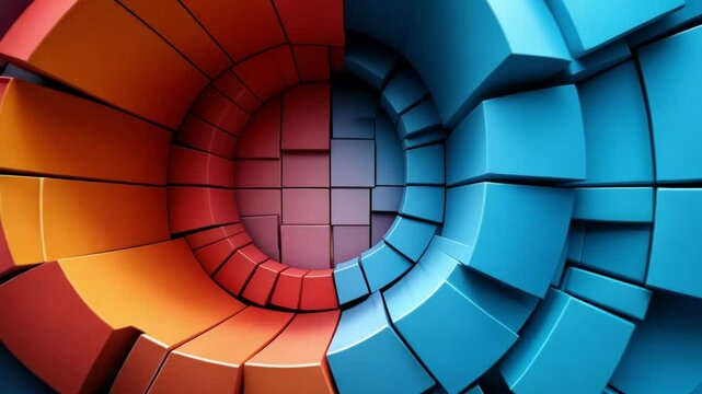 Abstract Colorful Geometric Pattern: A Vibrant 3D Design of Interlocking Cubes