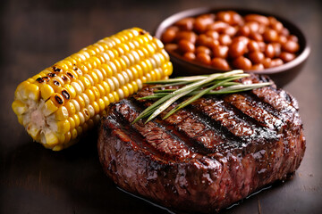  smoky steak with sides